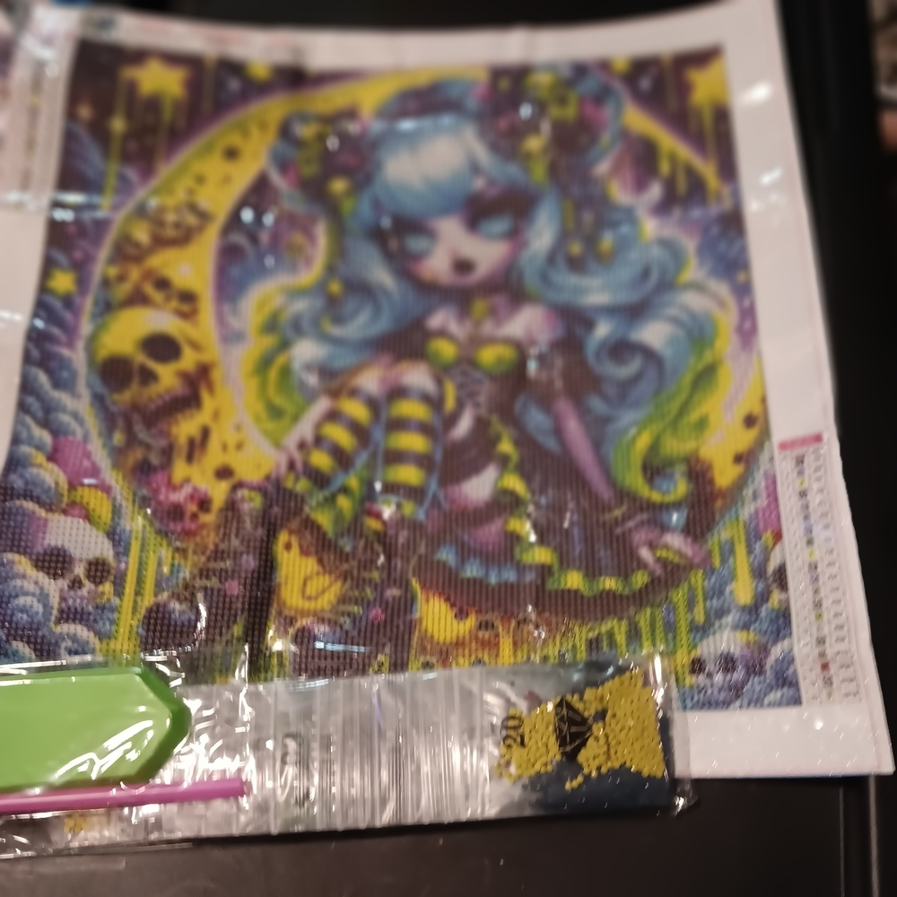 Colorful Goth Girl Fantasy Art Diamond Painting Kit 40x40